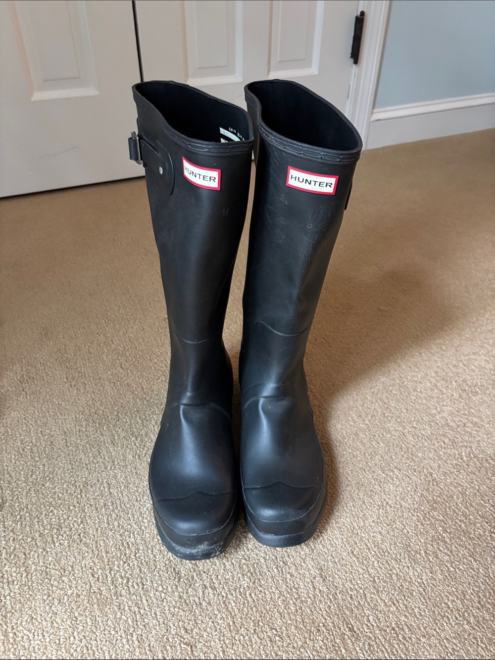 Hunter Matte Men’s Black Tall Rubber Boots with Side Buckle